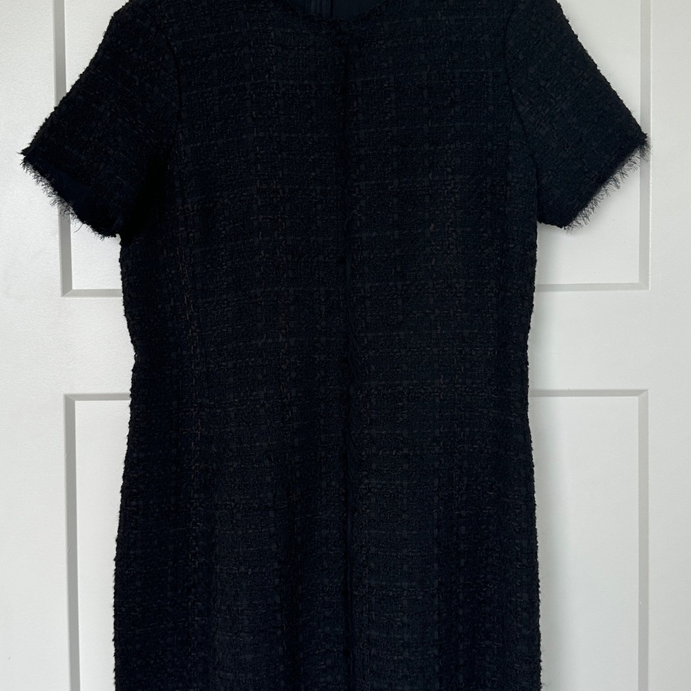 Zara Black Tweed Mini Dress Crew Neck
